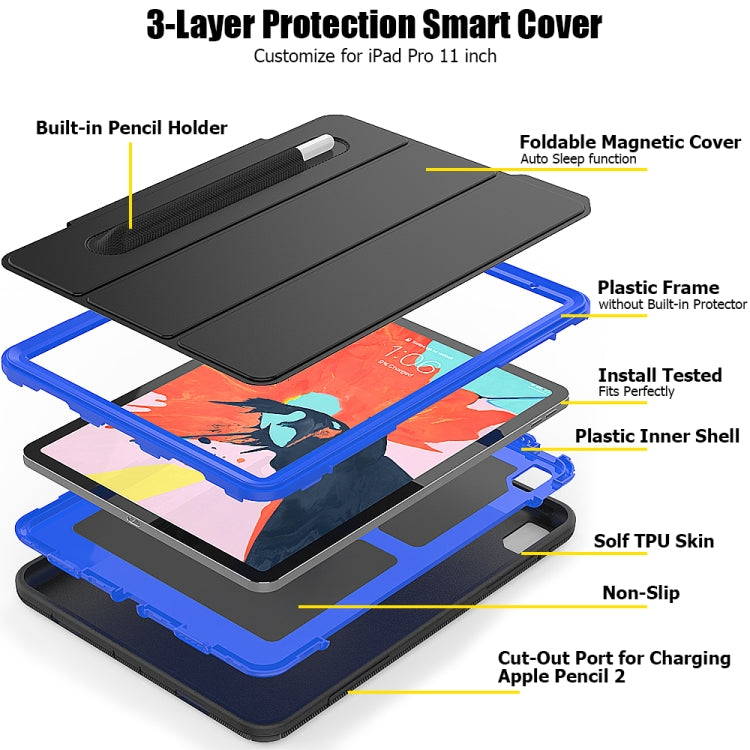 For iPad Pro 11 inch (2018) TPU + PC + PU Leather Case with Three-folding Holder & Sleep / Wake-up Function