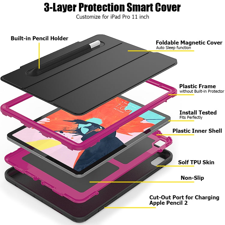 For iPad Pro 11 inch (2018) TPU + PC + PU Leather Case with Three-folding Holder & Sleep / Wake-up Function