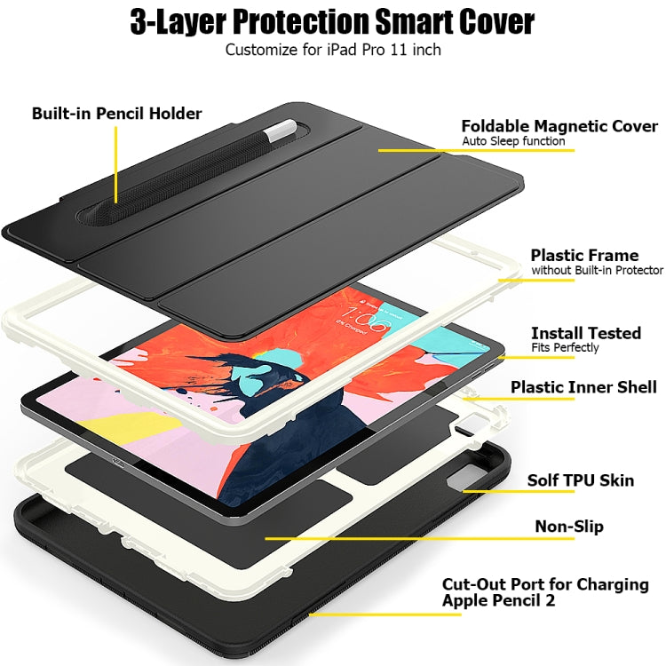 For iPad Pro 11 inch (2018) TPU + PC + PU Leather Case with Three-folding Holder & Sleep / Wake-up Function