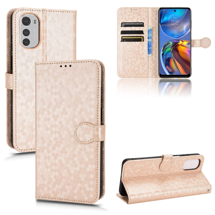 For Motorola Moto E32 4G Honeycomb Dot Texture Leather Phone Case