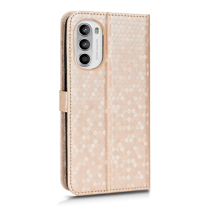 For Motorola Moto G52 4G / G82 / G71S Honeycomb Dot Texture Leather Phone Case