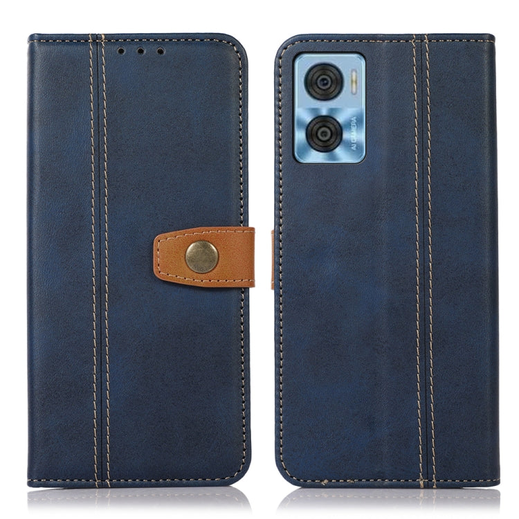 For Motorola Moto E22 4G / E22i 4G Stitching Thread Calf Texture Leather Phone Case