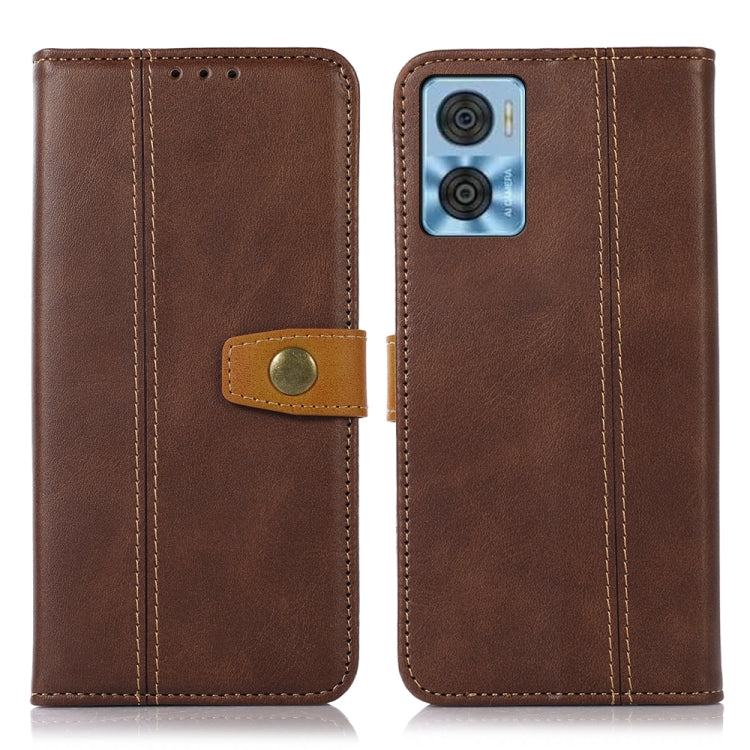 For Motorola Moto E22 4G / E22i 4G Stitching Thread Calf Texture Leather Phone Case