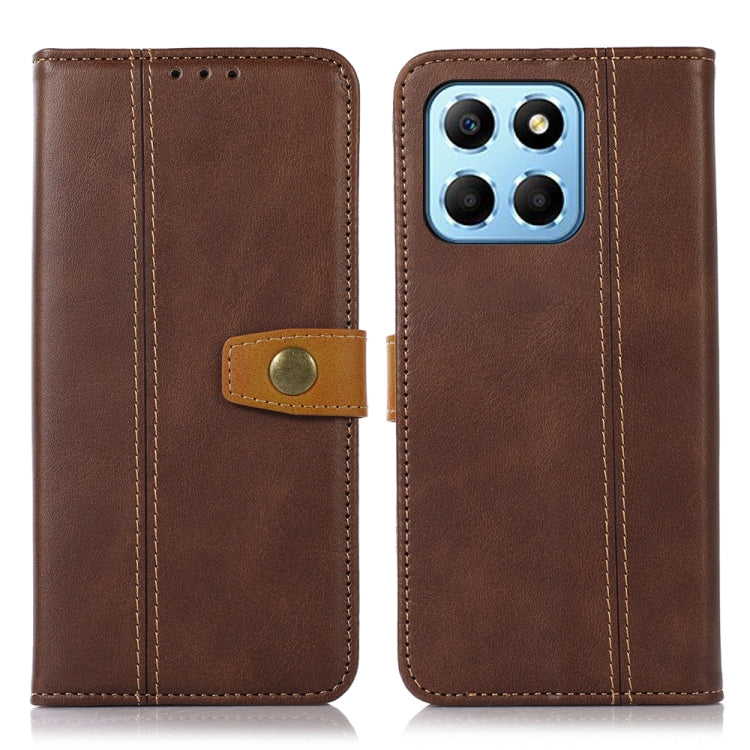 For Honor X8 5G Stitching Thread Calf Texture Leather Phone Case