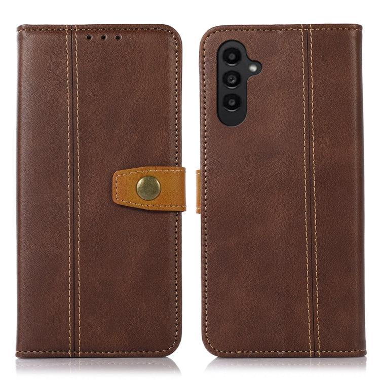For Samsung Galaxy A14 5G Stitching Thread Calf Texture Leather Phone Case