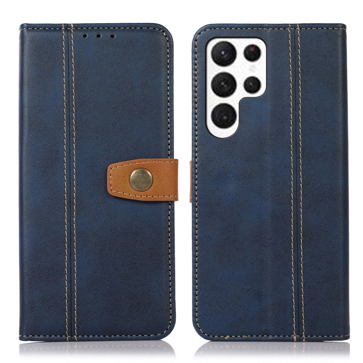 For Samsung Galaxy S23 Ultra 5G Stitching Thread Calf Texture Leather Phone Case