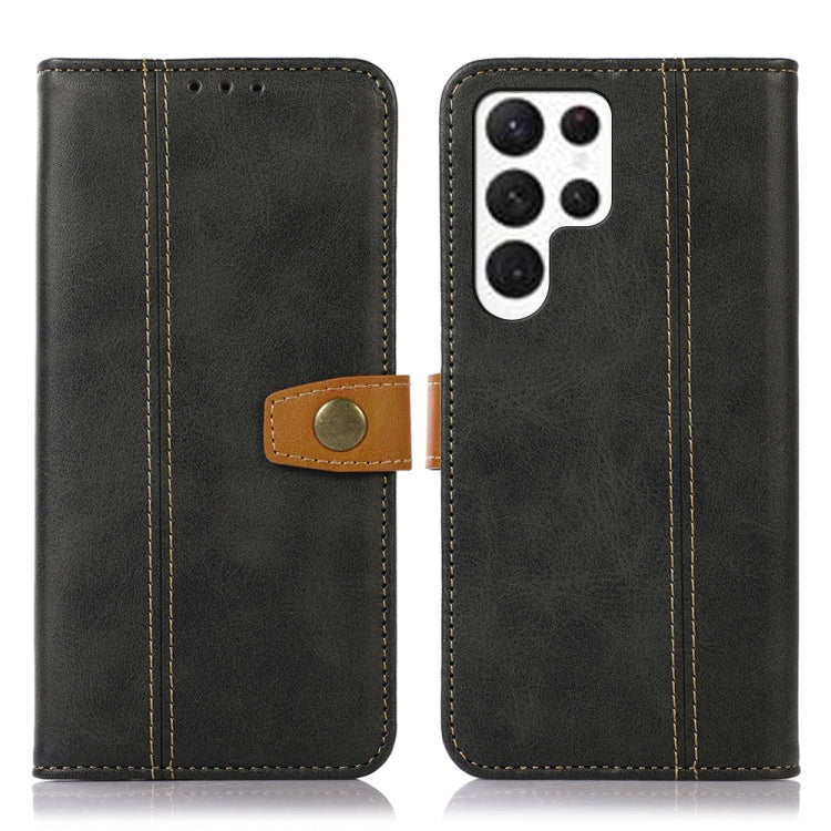 For Samsung Galaxy S23 Ultra 5G Stitching Thread Calf Texture Leather Phone Case