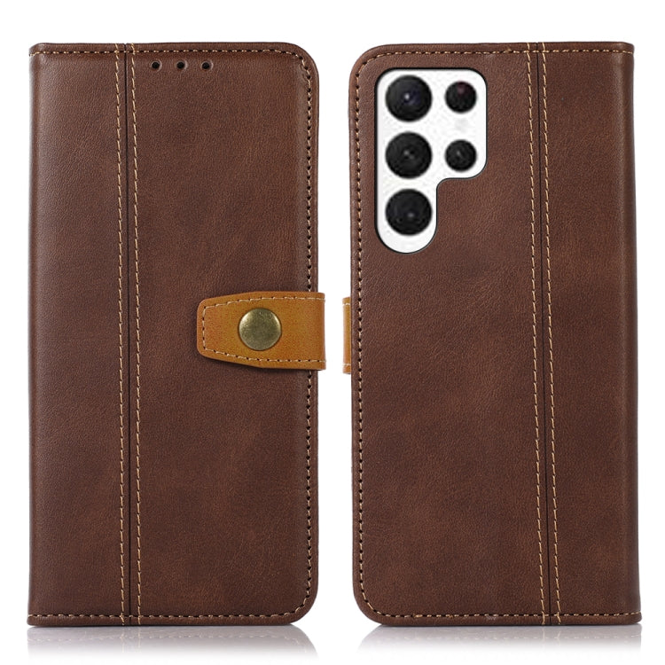 For Samsung Galaxy S23 Ultra 5G Stitching Thread Calf Texture Leather Phone Case