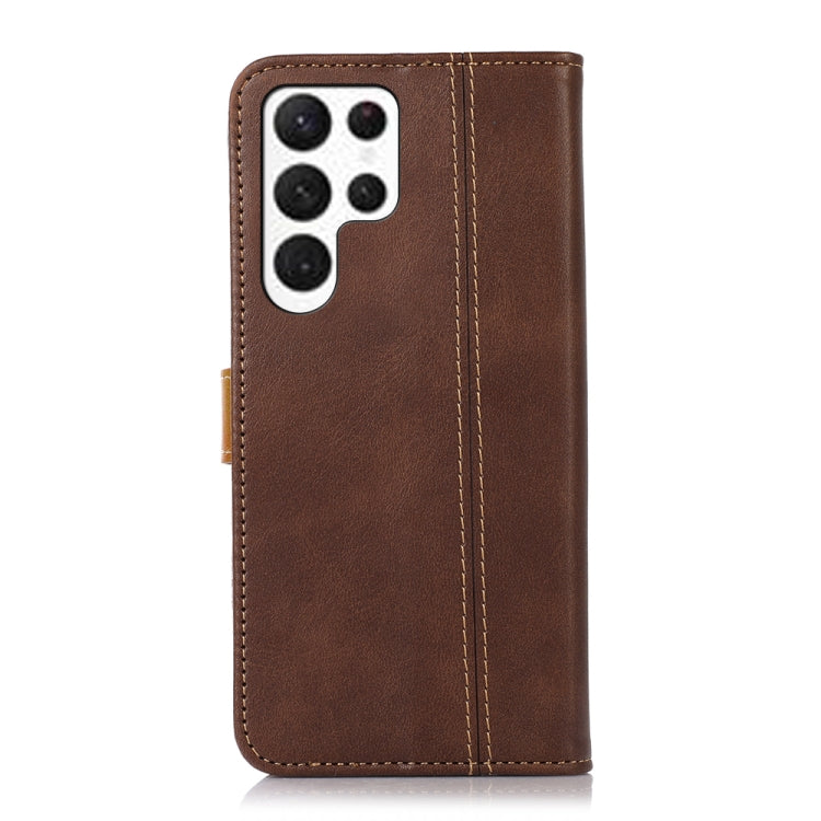 For Samsung Galaxy S23 Ultra 5G Stitching Thread Calf Texture Leather Phone Case