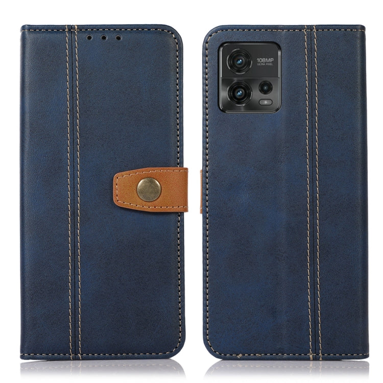 For Motorola Moto G72 4G Stitching Thread Calf Texture Leather Phone Case