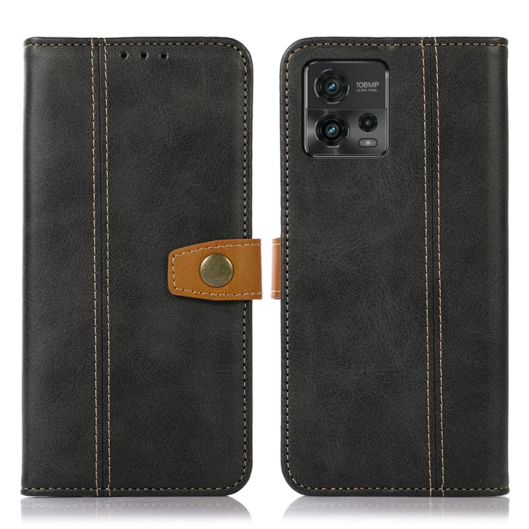 For Motorola Moto G72 4G Stitching Thread Calf Texture Leather Phone Case