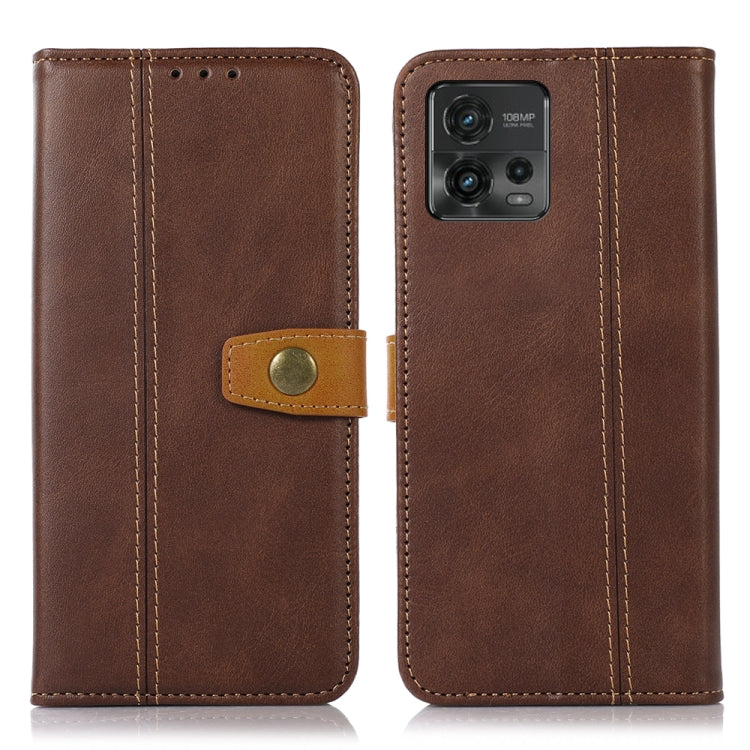 For Motorola Moto G72 4G Stitching Thread Calf Texture Leather Phone Case