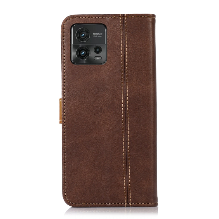 For Motorola Moto G72 4G Stitching Thread Calf Texture Leather Phone Case