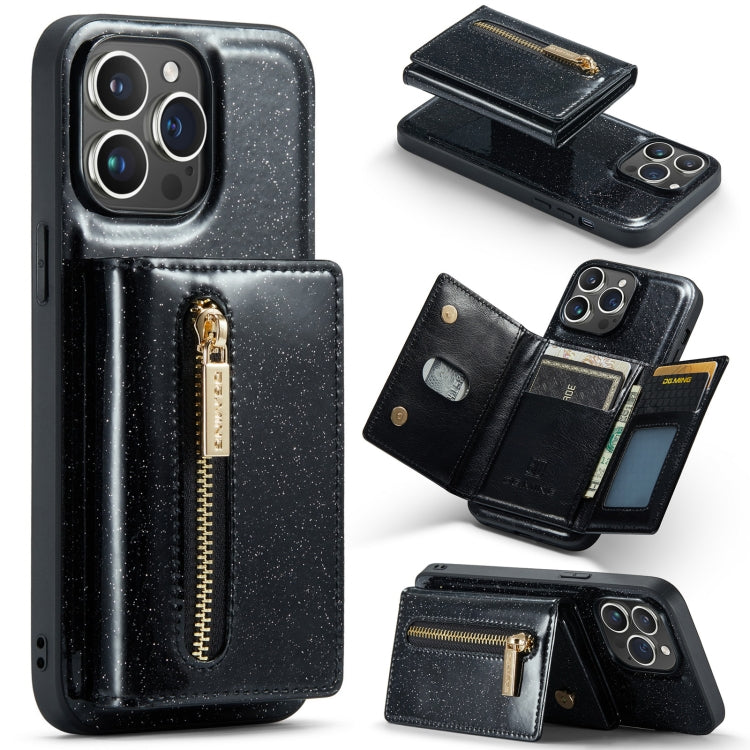 For iPhone 14 Pro Max DG.MING M3 Series Glitter Powder Card Bag Leather Case