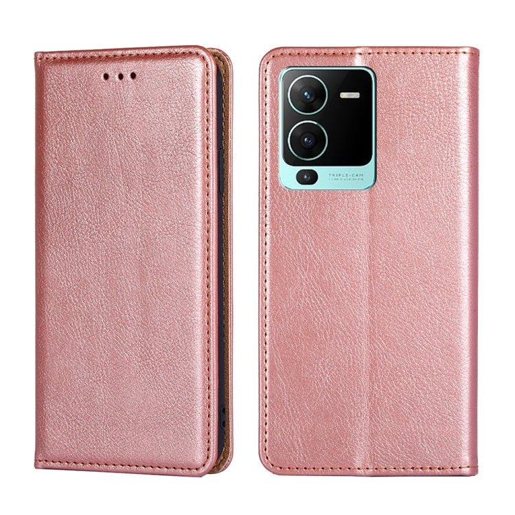 For vivo V25 Pro 5G Gloss Oil Solid Color Magnetic Leather Phone Case