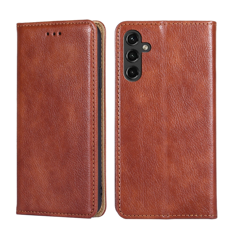 For Samsung Galaxy A14 5G Gloss Oil Solid Color Magnetic Leather Phone Case