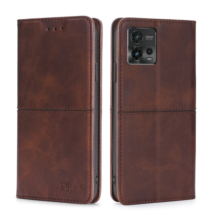 For Motorola Moto G72 4G Cow Texture Magnetic Leather Phone Case