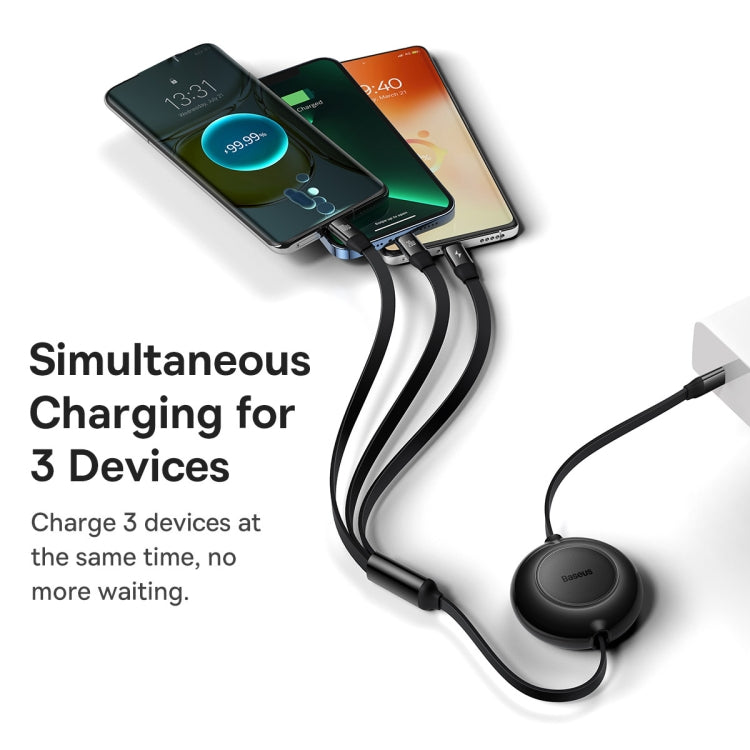 Baseus Bright Mirror 3 in 1 USB-C / Type-C 100W Telescopic Data Cable, Length: 1.2m
