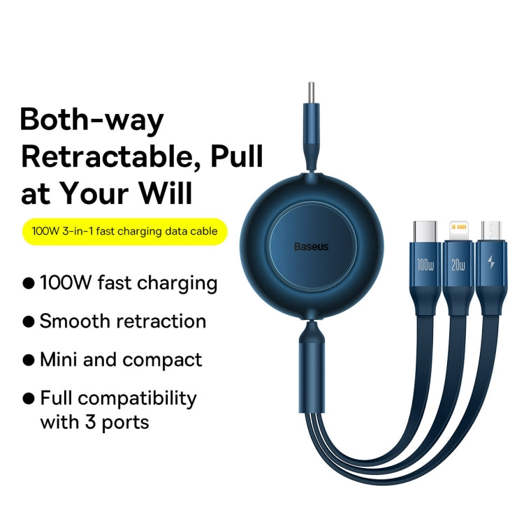Baseus Bright Mirror 3 in 1 USB-C / Type-C 100W Telescopic Data Cable, Length: 1.2m