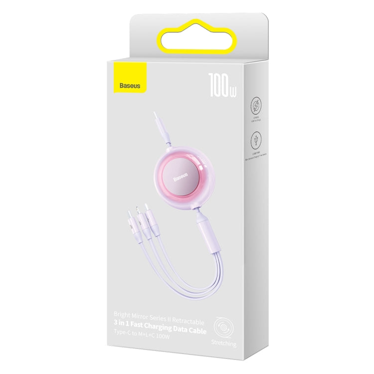 Baseus Bright Mirror 3 in 1 USB-C / Type-C 100W Telescopic Data Cable, Length: 1.2m