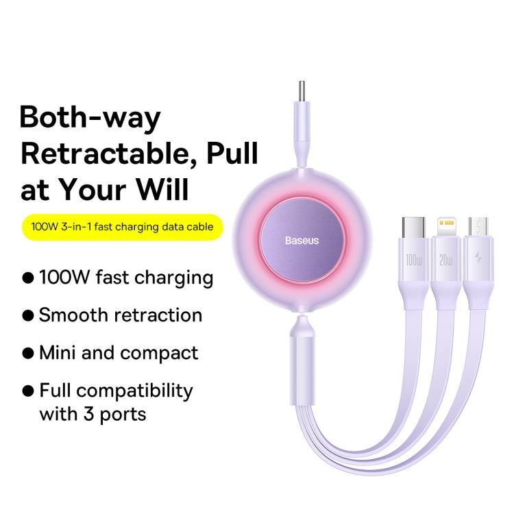 Baseus Bright Mirror 3 in 1 USB-C / Type-C 100W Telescopic Data Cable, Length: 1.2m