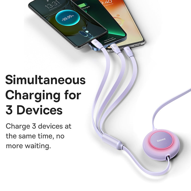 Baseus Bright Mirror 3 in 1 USB-C / Type-C 100W Telescopic Data Cable, Length: 1.2m