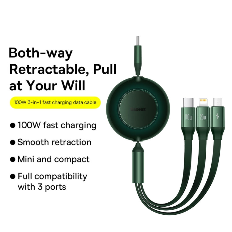 Baseus Bright Mirror 3 in 1 USB-C / Type-C 100W Telescopic Data Cable, Length: 1.2m