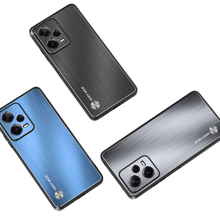 For Xiaomi Redmi Note 12 Pro+ China Metal Brushed Texture Shockproof Phone Case