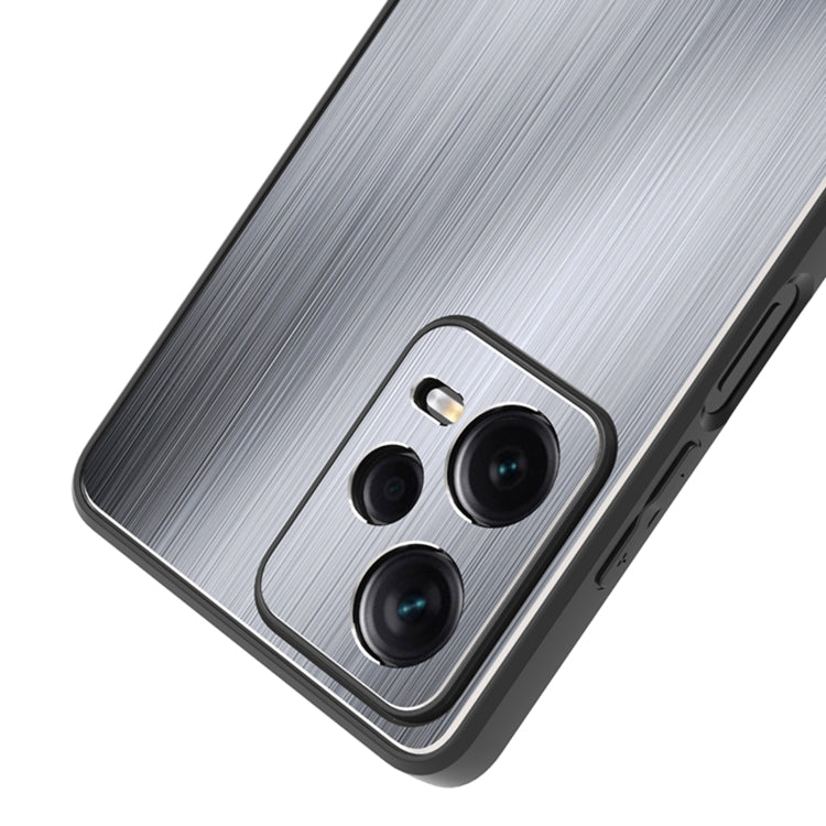 For Xiaomi Redmi Note 12 Pro+ China Metal Brushed Texture Shockproof Phone Case