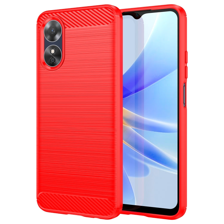 For OPPO A17 Brushed Texture Carbon Fiber TPU Phone Case