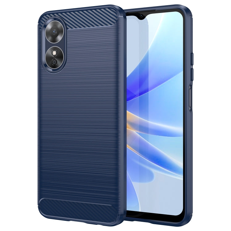 For OPPO A17 Brushed Texture Carbon Fiber TPU Phone Case