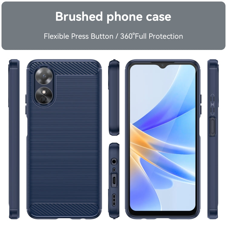 For OPPO A17 Brushed Texture Carbon Fiber TPU Phone Case