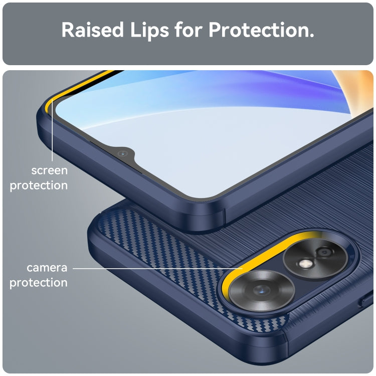 For OPPO A17 Brushed Texture Carbon Fiber TPU Phone Case