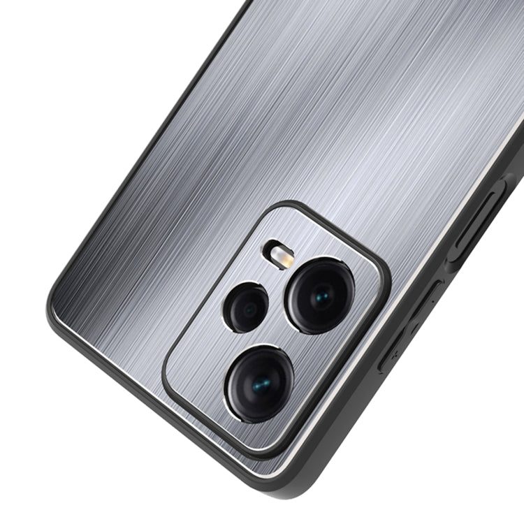 For Xiaomi Redmi Note 12 Pro+ China Metal Brushed Texture Shockproof Phone Case with Holder