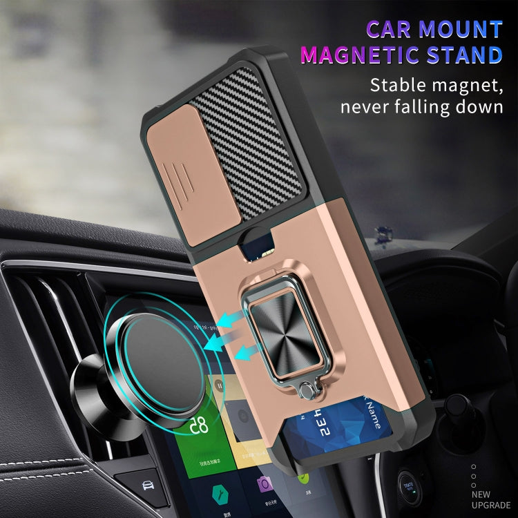 For Samsung Galaxy S23 5G Sliding Camshield Phone Case with Ring Holder & Card Slot