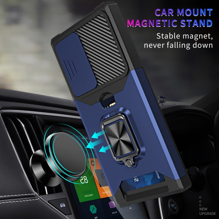 For Samsung Galaxy S23 Ultra 5G Sliding Camshield Phone Case with Ring Holder & Card Slot