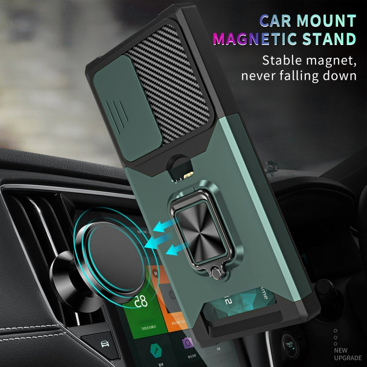 For Samsung Galaxy S23 Ultra 5G Sliding Camshield Phone Case with Ring Holder & Card Slot