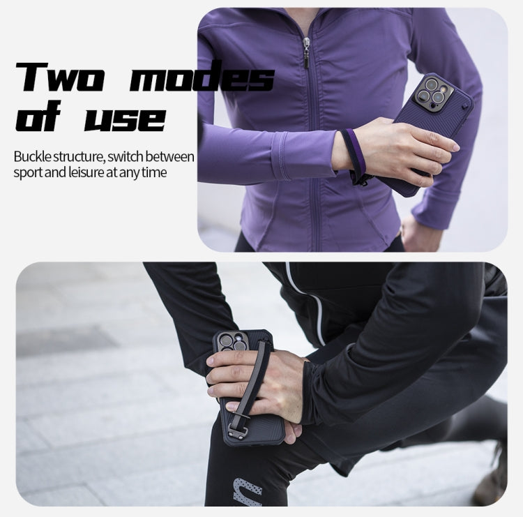 For iPhone 14 Pro Max NILLKIN Full Coverage Phone Case with Wrist Strap
