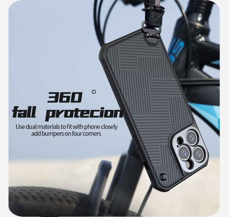 For iPhone 14 Pro Max NILLKIN Full Coverage Phone Case with Wrist Strap