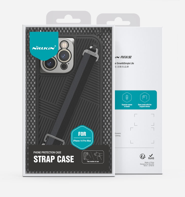 For iPhone 14 Pro Max NILLKIN Full Coverage Phone Case with Wrist Strap
