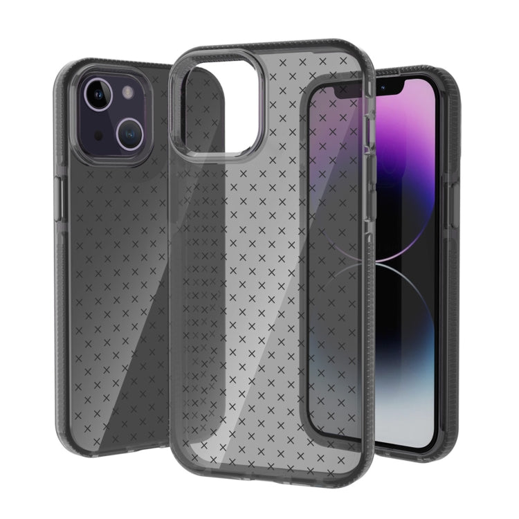 For iPhone 14 Grid Pattern Transparent TPU Phone Case