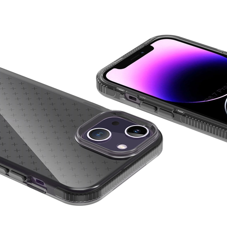 For iPhone 14 Grid Pattern Transparent TPU Phone Case