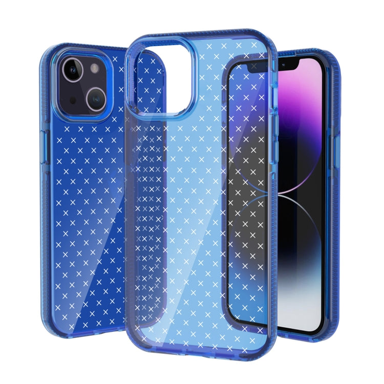 For iPhone 14 Grid Pattern Transparent TPU Phone Case