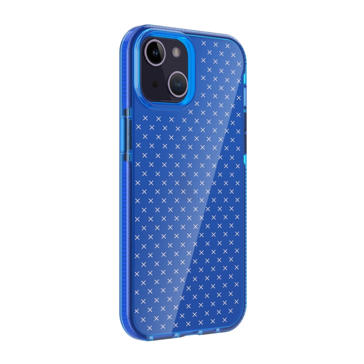 For iPhone 14 Grid Pattern Transparent TPU Phone Case