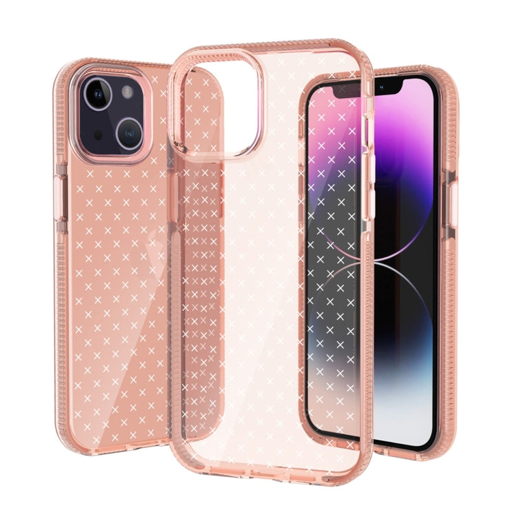 For iPhone 14 Grid Pattern Transparent TPU Phone Case