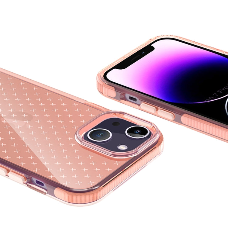 For iPhone 14 Grid Pattern Transparent TPU Phone Case