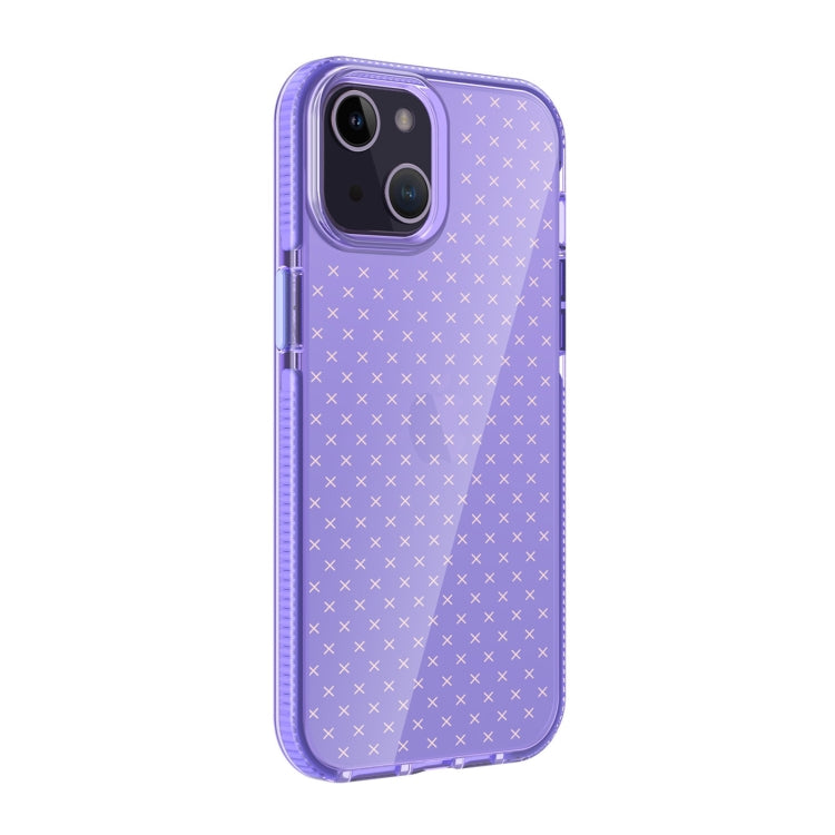 For iPhone 14 Grid Pattern Transparent TPU Phone Case