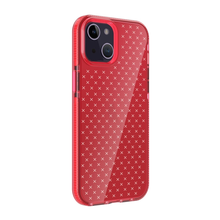 For iPhone 14 Grid Pattern Transparent TPU Phone Case