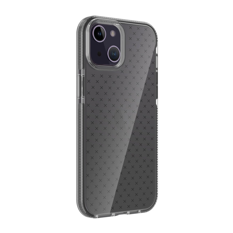 For iPhone 14 Plus Grid Pattern Transparent TPU Phone Case