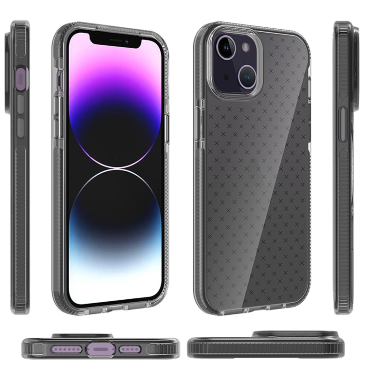 For iPhone 14 Plus Grid Pattern Transparent TPU Phone Case